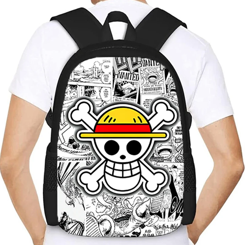 New 16inch Cartoon One Piece Luffy Backpack for Adult Men Student Schoolbag Student Bag Rucksack Waterproof Bookbag Cute Gifts