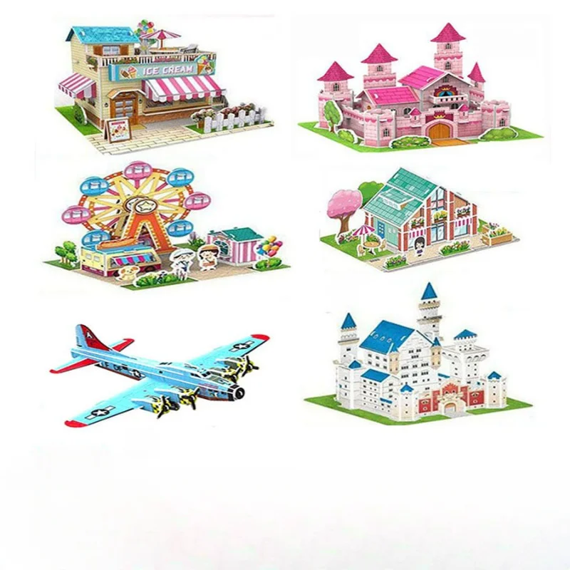 Children's jigsaw puzzle DIY house for boys and girls, baby early education building blocks, toys, educational assembly.