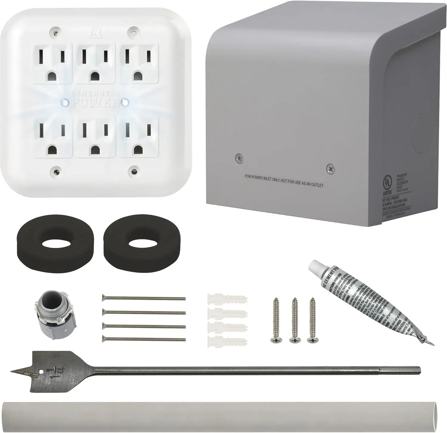 

Corporation WKPBN30 Portable Generator Through-The-Wall PWR Transfer Kit, No Size, EMW3790037