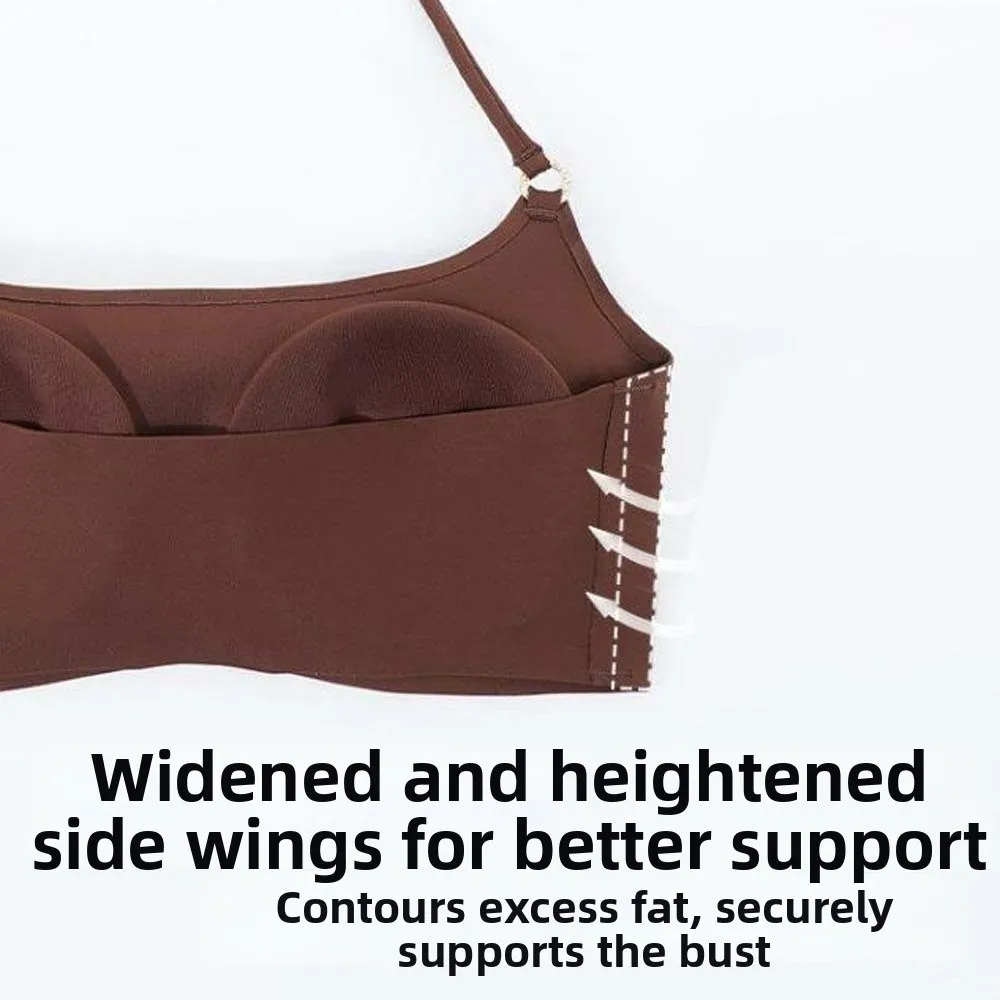 Dünner Schulterriemen, Neckholder-BH ohne Bügel, stoßfester BH für Damen, nahtloser Push-Up-BH mit Bruststraffung. – Detail 12