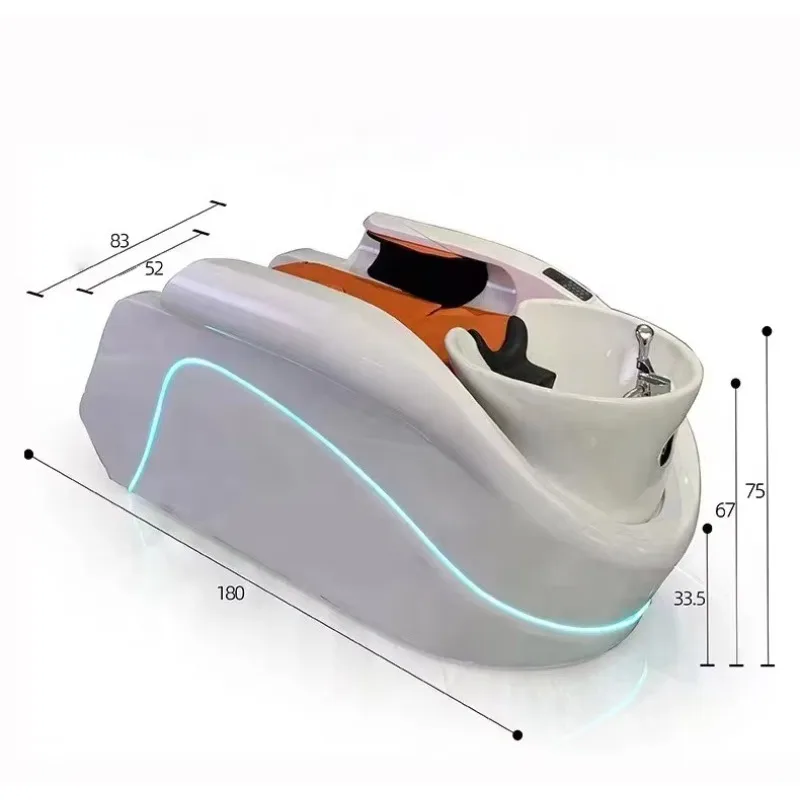 

Barbershop Salon Furniture Best Electric Massage Bed White Diamond Shampoo Chair With Station