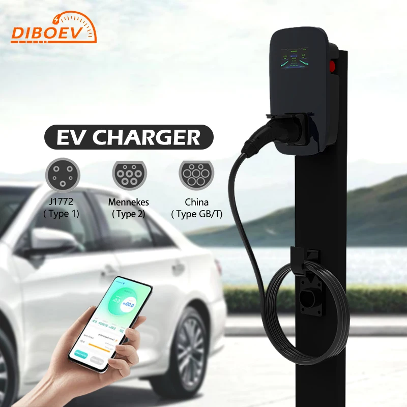 NEW EV Charger Type1 Type2 7KW Electric Vehicle Car Charger EVSE Wallbox 22KW 11KW 3Phase IEC62196-2 SAE-J1772 Socket