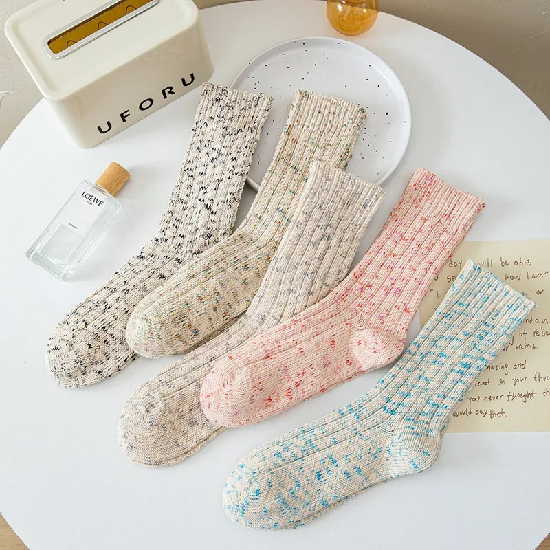 

Women's Winter Socks New Novelty Fashion Japanese Style Casual Crew Socks Warm Striped Autumn Simple Wool Socks for Girls Trendy