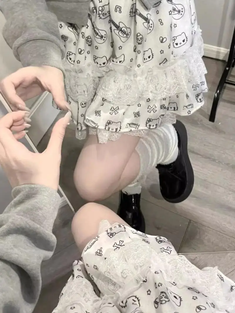 Jupe à ourlet en dentelle pour femmes, jupe gâteau bouffante