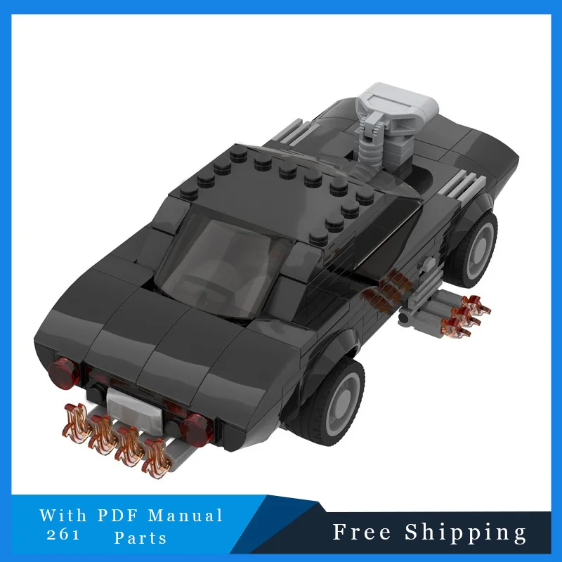 261 قطعة سيارة العضلات السوداء المتطرفة ذات السرعة الشديدة نموذج اللبنات لتعليم الأطفال لتقوم بها بنفسك تجميع عرض لعبة هدايا عيد الميلاد