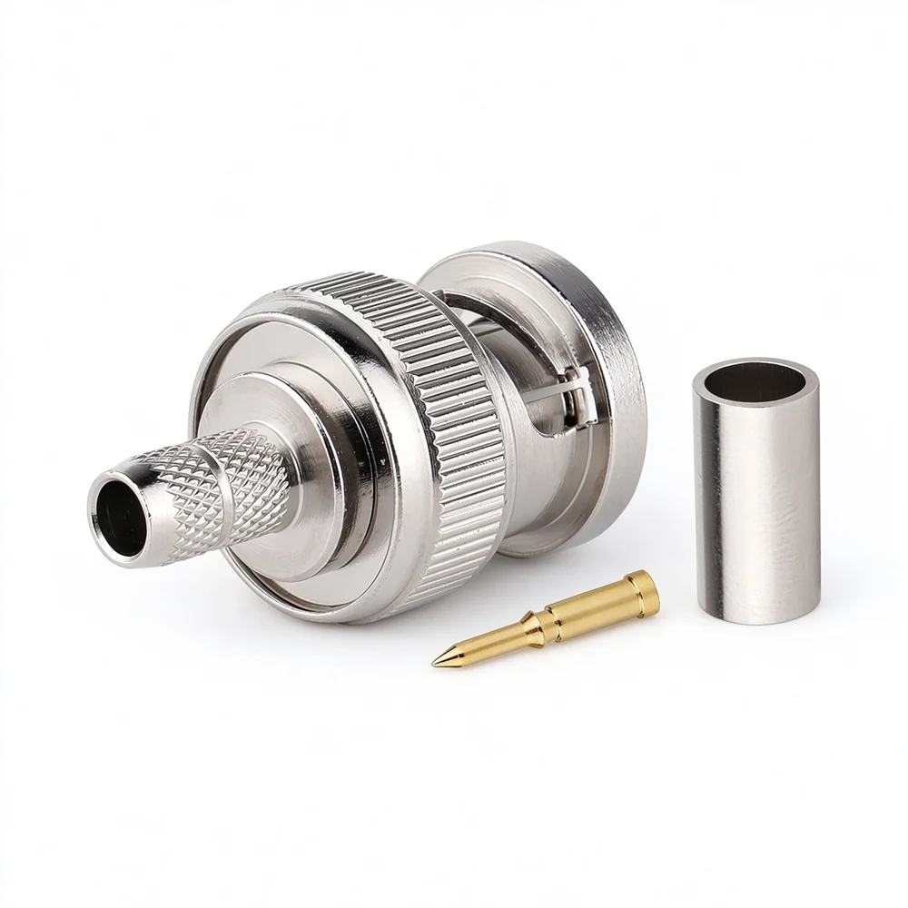 BNC Male Plug Q9 Crimp RG58 RG142 LMR195 50-3 RF Connector for CCTV Audio BNC Female Coupler Connector RG58 RG59 RG60 Cables