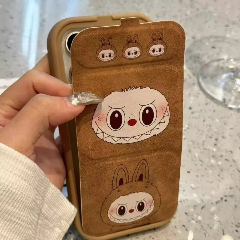 Anime Cartoon Hot Peripheral Brown Flip Cute Labubu for IPhone16 Pro Max Phone Case Anti Falling Sand Mickey Minnie