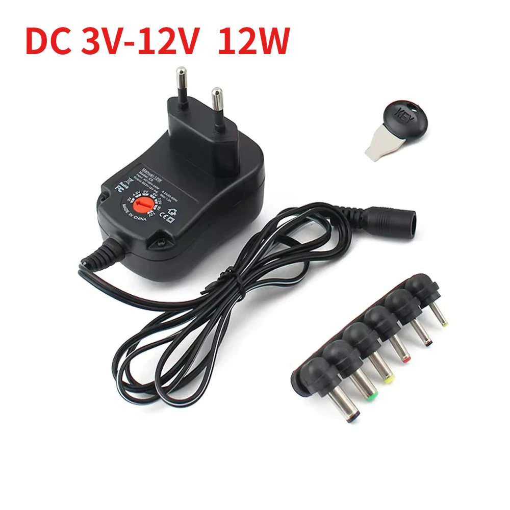 3V 4.5V 5V 6V 7.5V 9V 12V 1.2A 12W AC/DC Adapter Adjustable Power Supply with Multi Plug 6 Universal Adaptor Charger US/EU