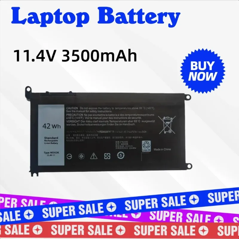 

New 11.4V 3500mAh WDXOR Laptop Battery For DELL Latitude ostro 14 5468 15 5568 Inspiron 13 5379 5368 17 5767 5770 3180 3189 3390