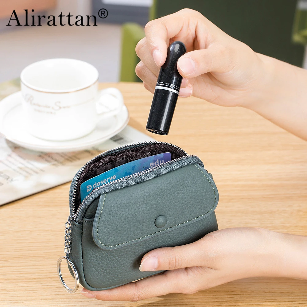 

Alirattan Genuine Leather Fashionable Zero Wallet Women's Large Capacity Portable Coin Storage Bag Ultra-Thin Handheld Bag