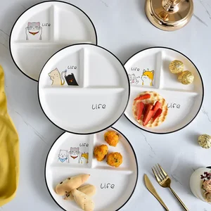 Piring Keramik Kartun Sub-piring Pengurang Lemak, Sub-piring, Piring Piring Rumah Tangga, Piring Sarapan Tiga Piring, Set Hadiah Peralatan Makan 8 set sarapan dengan penjualan terbaik - №