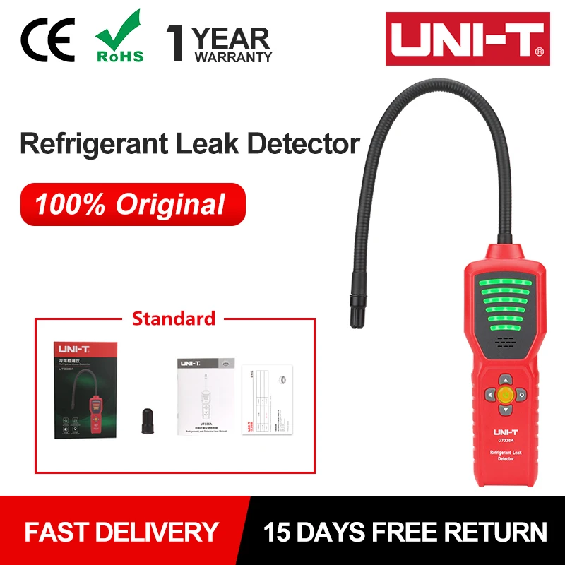 

UNI-T Refrigerant Leak Detector UT336A Freon CFCs HCFCs Halon Detector Gas Analyzer For Air Conditioning HVAC Refrigerant