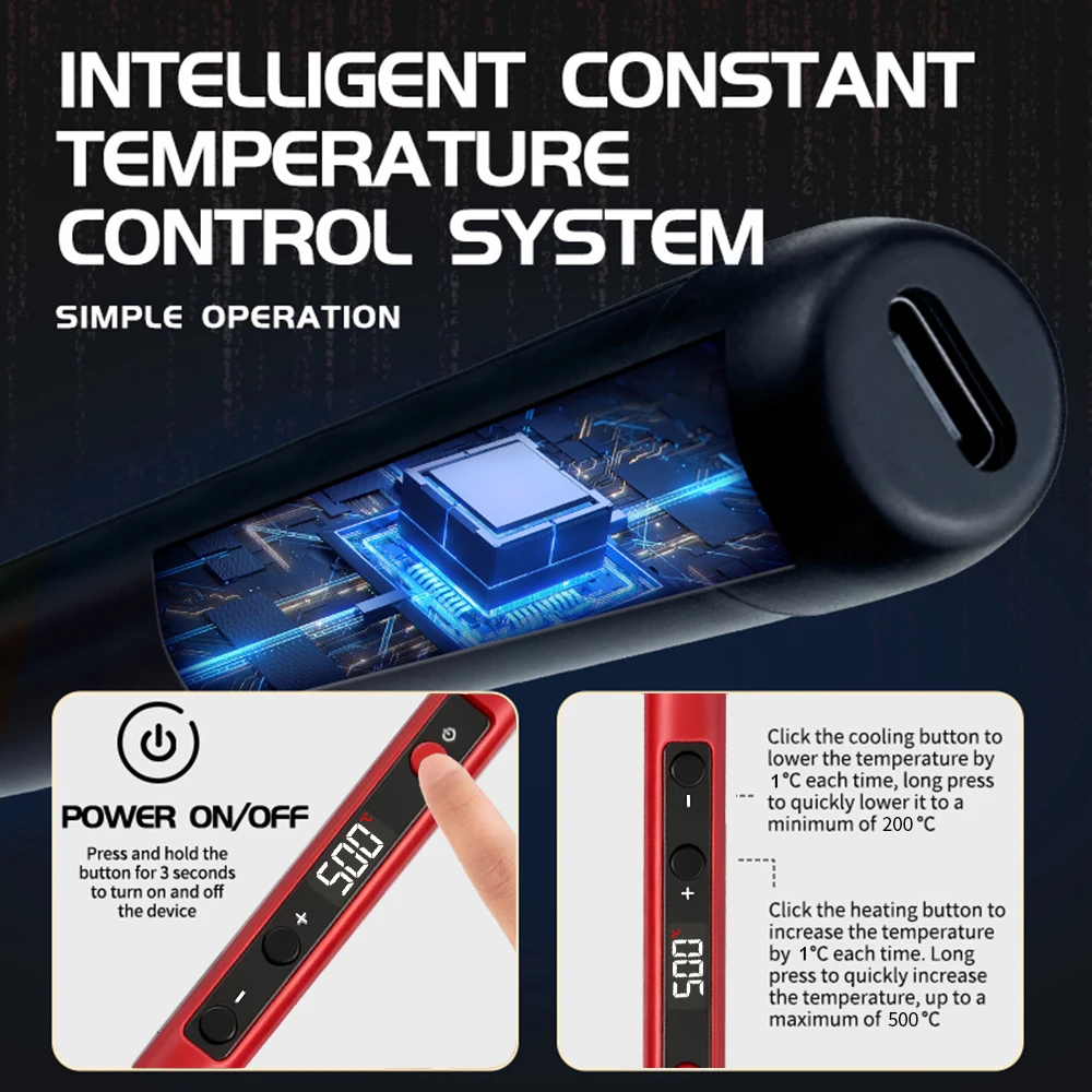 T65/C153 USB Digitaler Lötkolben Typ-C Digitaler Elektrischer Lötkolben mit Einstellbarer Temperatur DIY Heizung Reparatur Schweißwerkzeug – Detail 25