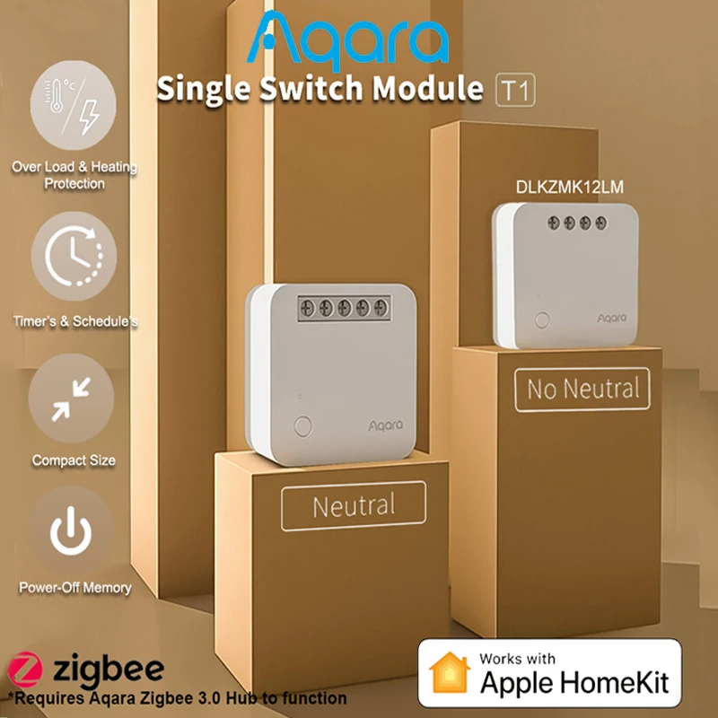 Aqara Single Switch Module T1 Zigbee 3.0 Relay Controller Remote/Timing/Delay Switch Intelligent Linkage Work With Homekit App