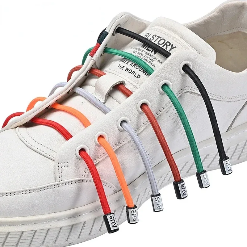 No Tie Elastic Lazy Shoelaces, Thickened Round Quick Fit One Size Universal Sneaker Accessories for Adults Kids