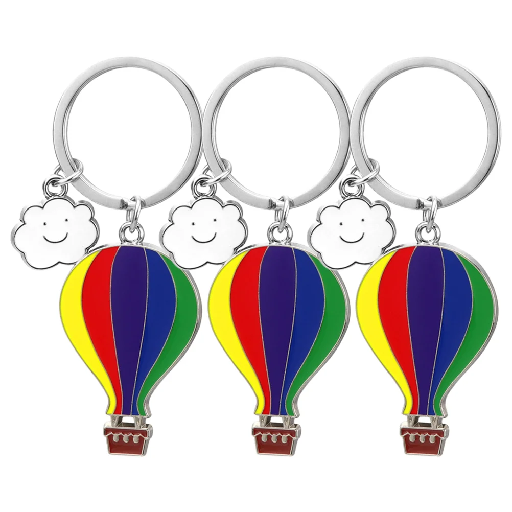 3 Pcs Hot Air Balloon Keychain for Women Decorative Keyring Cute Outdoor Travel