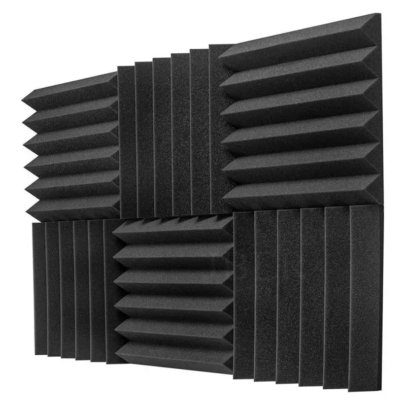 ABKS-12 PCS Acoustic Foam Panels Black Wedges Soundproof Foam Panels High Density Foam Fire Resistant Foam
