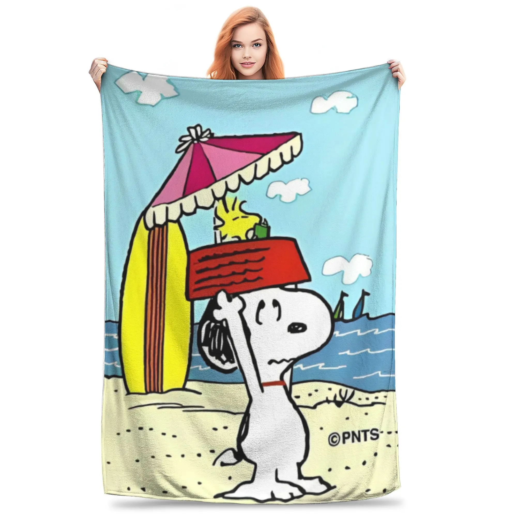 Super Soft Snoopy Cartoon Peanuts Comic Throw Blanket Premium Fleece Flannel Lightweight Bed Blanket Cozy Warm Blankets