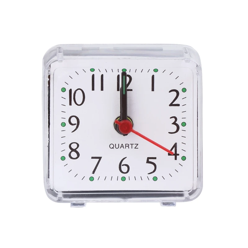 Mini Square Alarm Clock Mute Analog Non Ticking Battery Operated Clocks for Children Boys Girls Birthday Gift Attachment