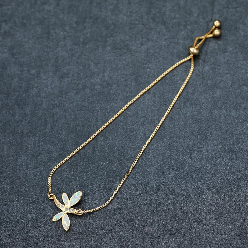 European and American New Dragonfly White Australian Treasure Adjustable Bracelet, Light Luxury Insect Shaped Women's Accessory