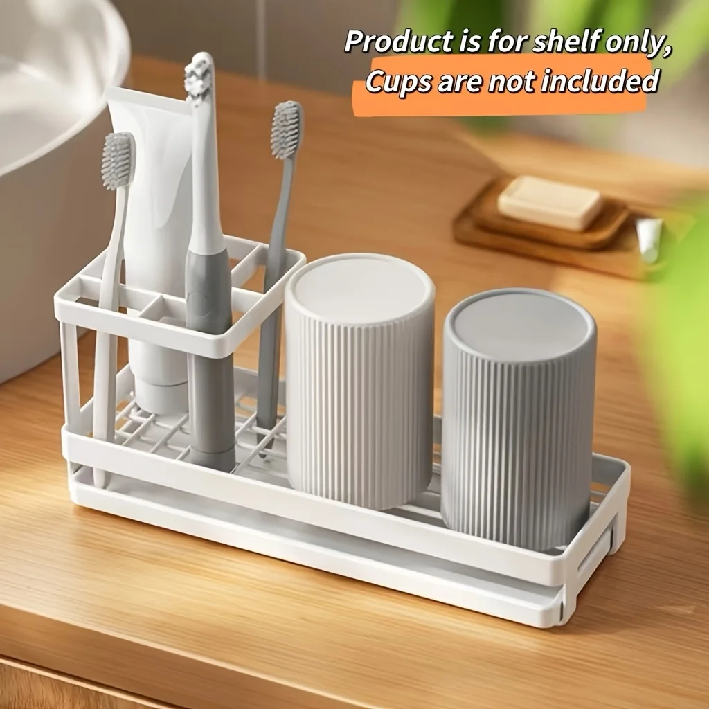 

Stainless Steel Toothbrush Freestanding Bathroom Organizer for Toothpaste Products Rust-Resistant Toothbrush Toothpaste Holder