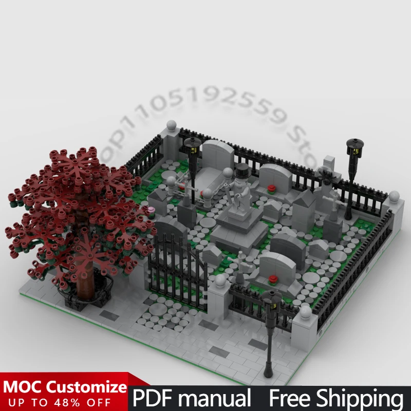 

922 PCS Building Brick Modular Cemetery MOC Customize Modular Building Block Educational Creative Design DIY Toy Birthday Gift