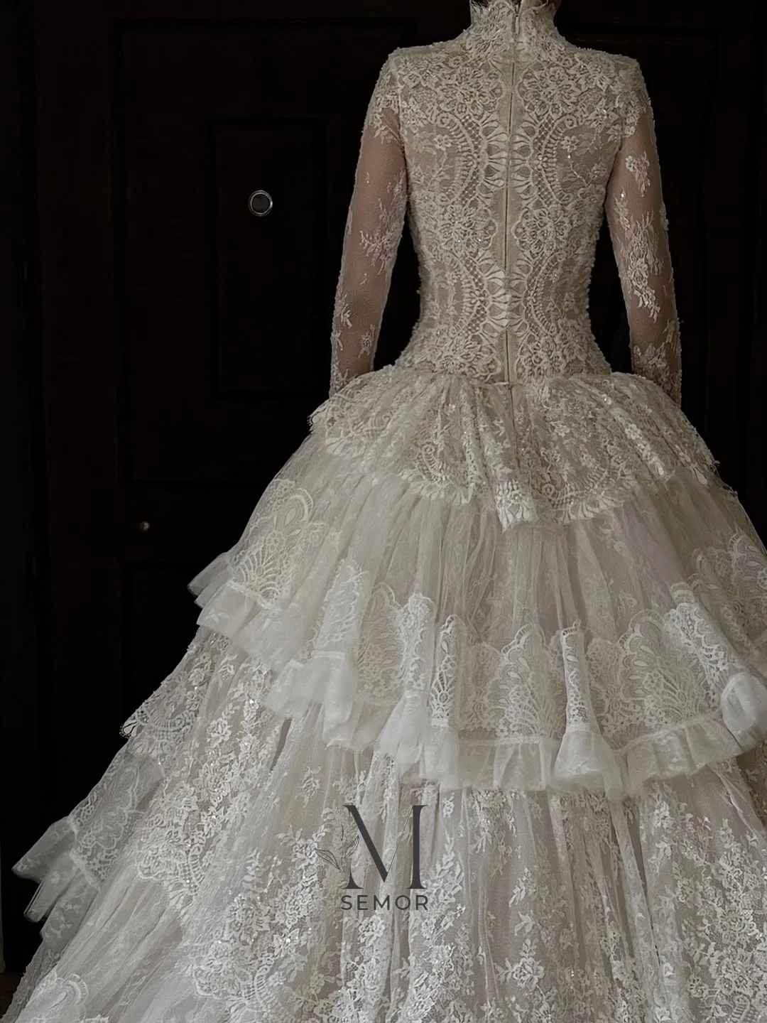 Semor Exquisite Lace Full Sleeve V-Neck Wedding Dress Customized A-line Pleat Tiered Bohemian Women's 2026 Vestidos Novias Boda