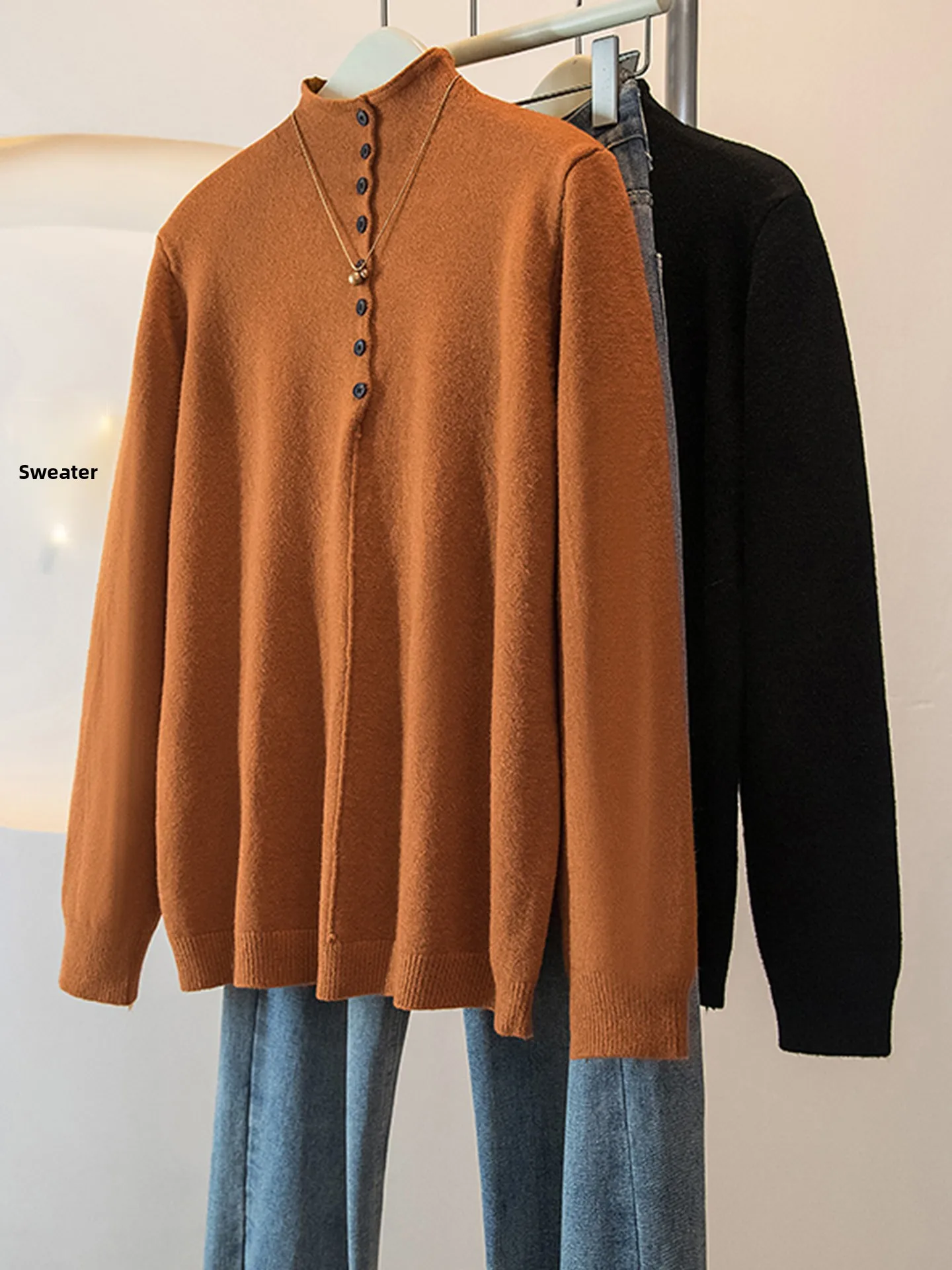 

Корейский женский вязаный базовый свитер с высоким воротником, свободного кроя, для ношения под одеждой, осенне-зимний, больших размеров, утягивающий, для похудения