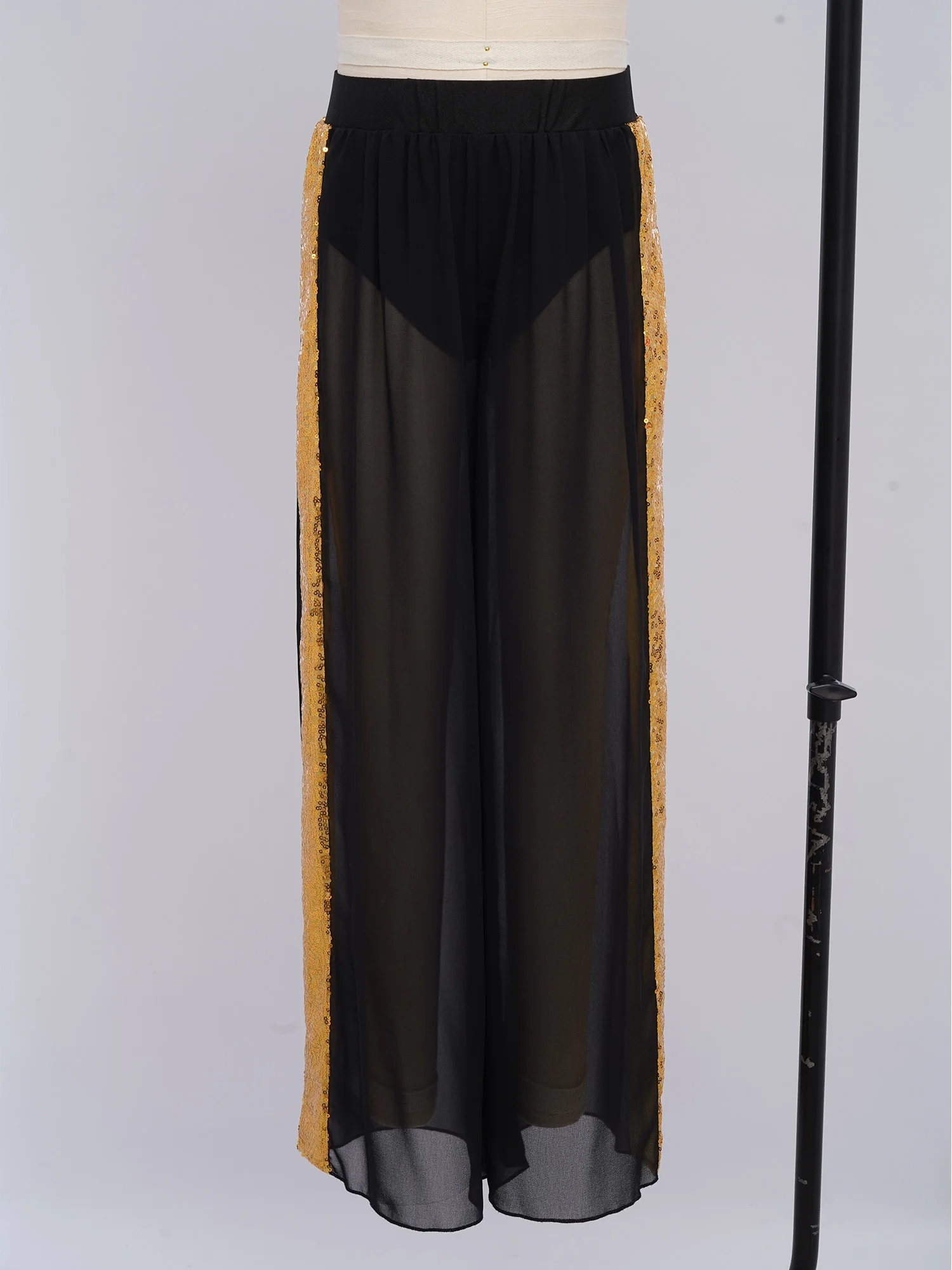 Pantalons de danse classique pour filles, bas de danse pour pratique du Ballet lyrique folklorique chinois, pantalons élégants en mousseline de soie à paillettes pour enfants