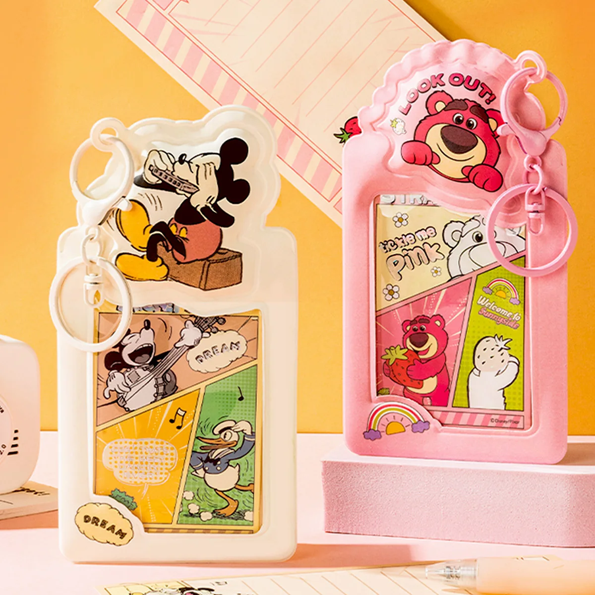 

Disney Lotso Card Holder Cartoon Student ID Card Photo ID Card Holder IC Student Bus Card Protective Case Girl Gift