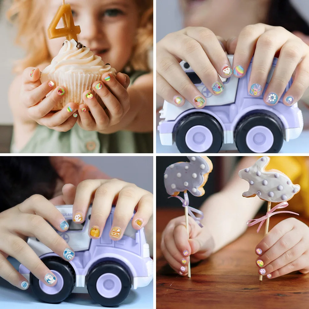 Autocollants pour ongles de dessin animé mignon pour enfants, conception de dessert de bonbons, décoration d'art d'ongle, autocollants de bricolage pour N64, feuille de manucure, fournitures pour ongles