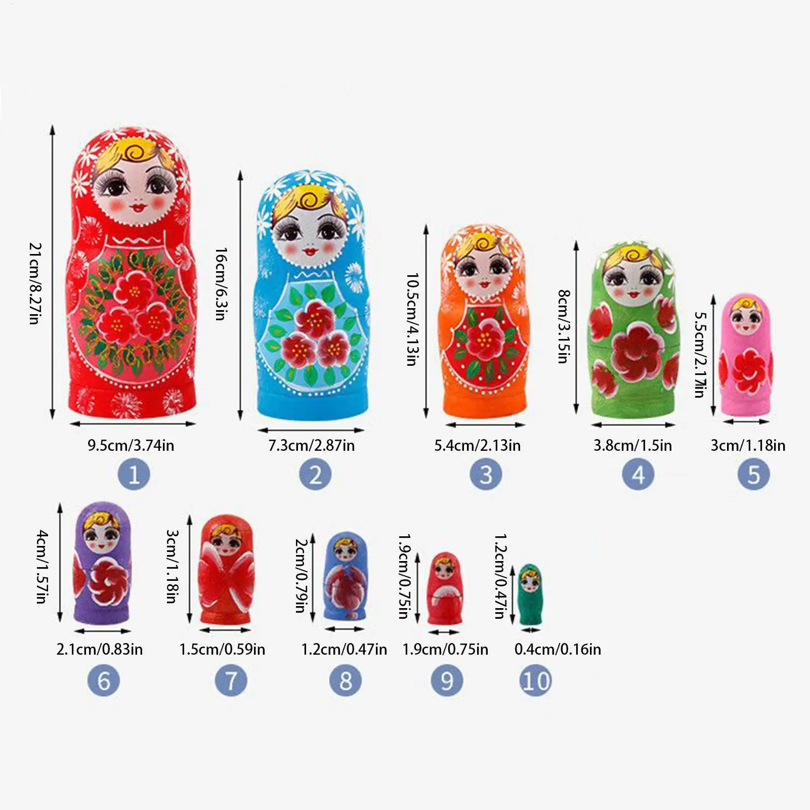 Bambole di nidificazione matrioska russe dipinte a mano a 10 strati Giocattolo educativo in legno per bambini che imparano lo smistamento Divertimento regalo di compleanno