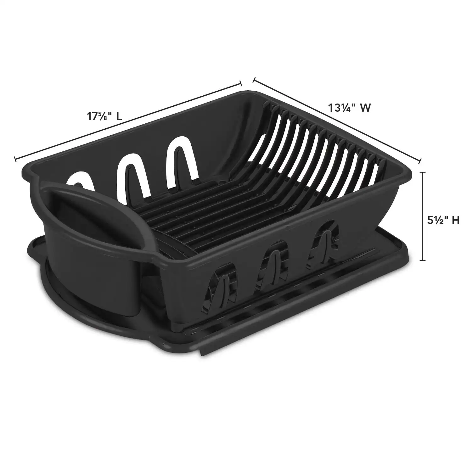 2-teiliges Spülbecken-Set, Abtropfgestell und Abtropffläche für Teller, Tassen und Besteck, Schwarz
