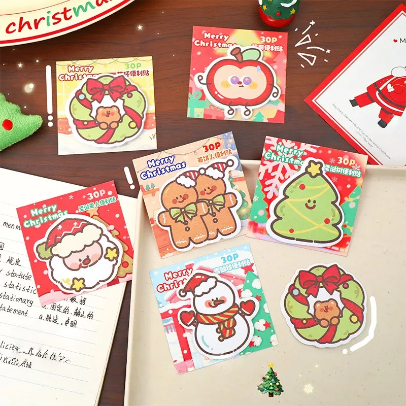 

30 Sheets Christmas Series Sticky Notes - Cute Children Small Gifts students Office Message Stickers With Adhesive Properties