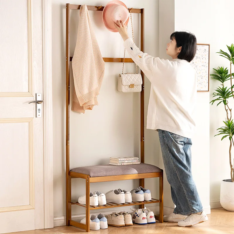 Modern Advanced Entryway Bench with Shoe Storage Upholstered Stool Space-Saving Shoe Cabinet