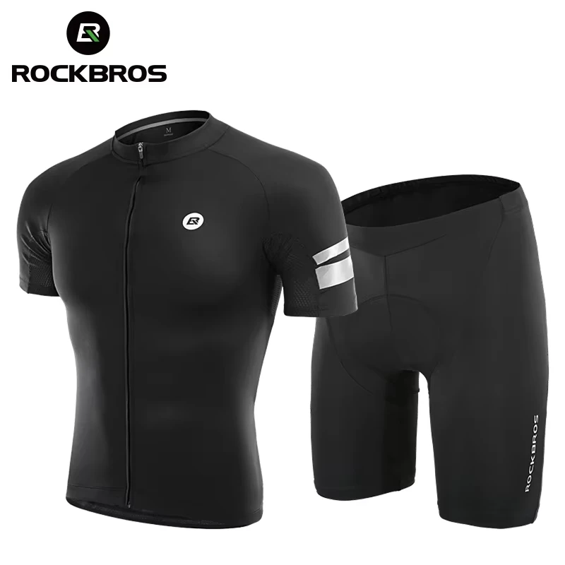 

ROCKBROS Cycling Clothes Summer Cycling Jersey Set Men Women Shorts T-shirt MTB Road Bike Breathable Bicycle Equipment Black