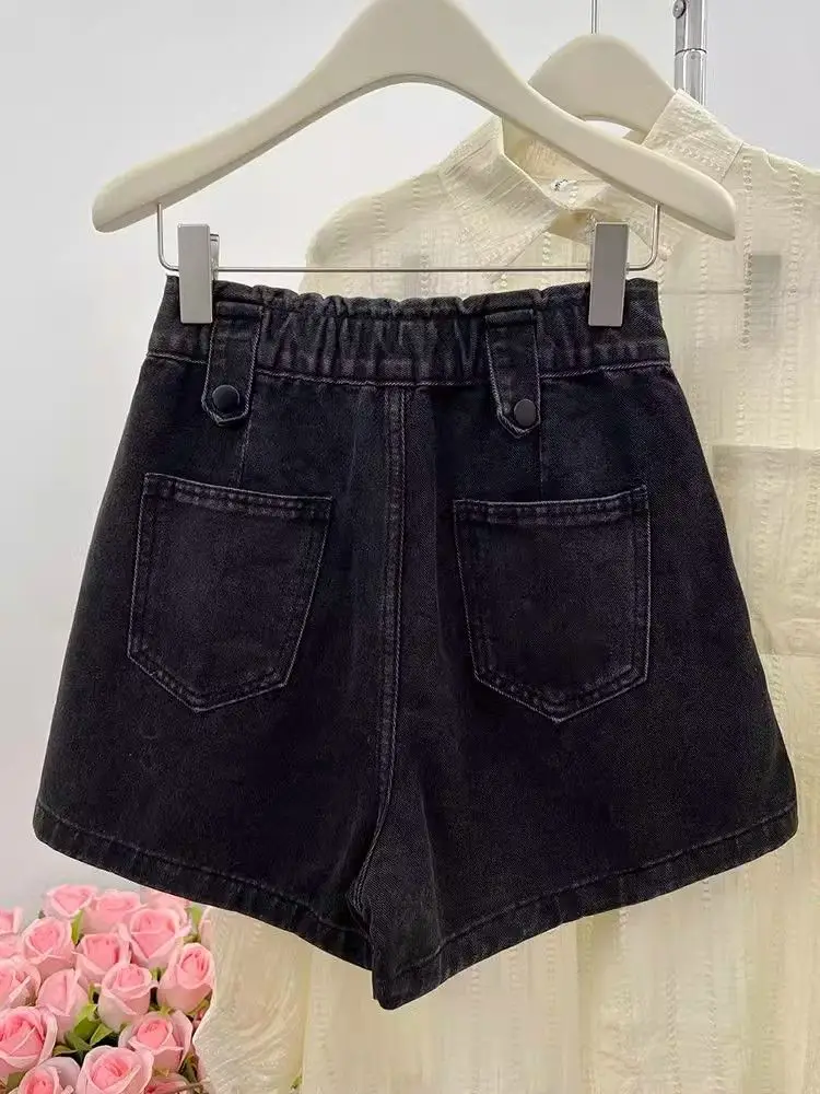 New High Waist Loose Denim Shorts Women's Summer Versatile Vintage A-Line Wide Leg Short Korean Style Casual Jean Shorts