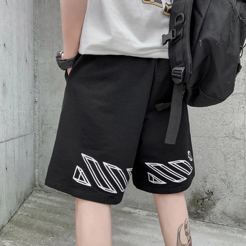 

Hip hop graffiti autumn men's casual outerwear shorts loose trendy sports beach pants cotton