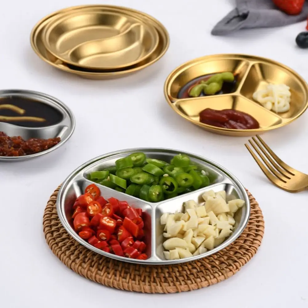 10/12/14cm Sauce Dishes Mini 2/3 Grids Individual Saucers Bowl Round Seasoning Dishes Sushi Dipping Bowl Appetizer Plates