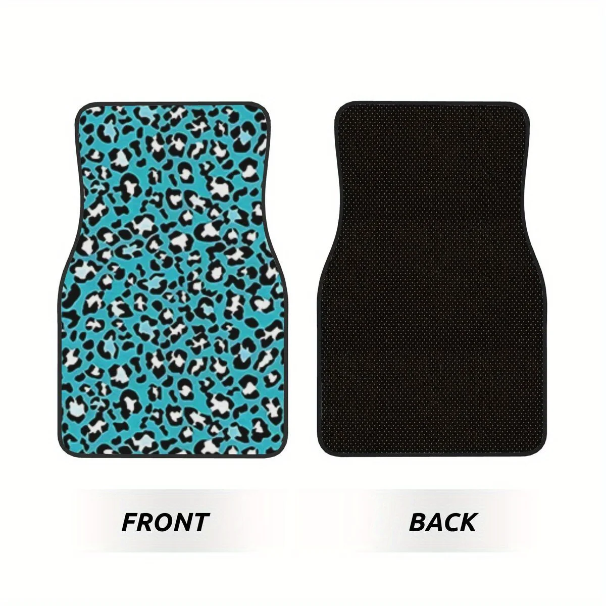 4pcs Blue Leopard Print Car Floor Mats | Anti-Slip Material | Universal Fit For Most Vehicles | Trendy Animal Print Automotive I