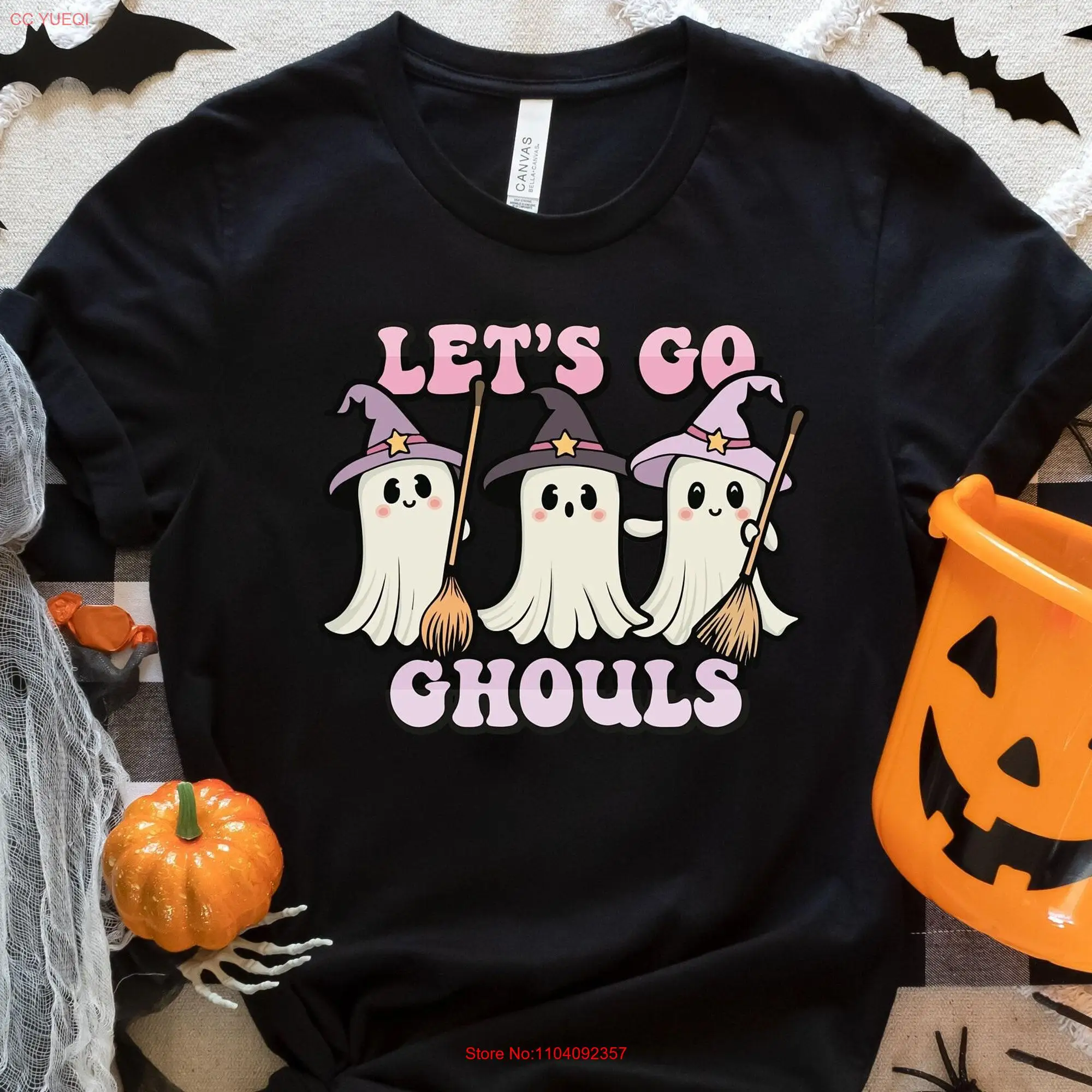 Let's Go Ghouls Halloween T Shirt Retro Kids Girls  long or short sleeves