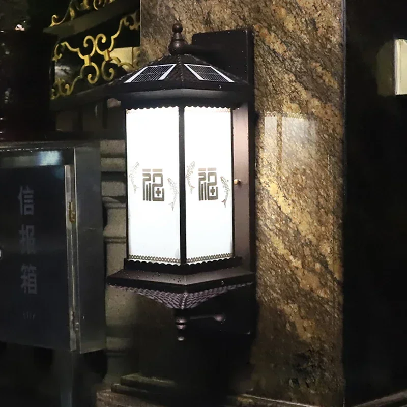 

TINNY солнечный настенный светильник для творчества, декор для благословения рыбы, уличный бра, светодиодный водонепроницаемый IP65 для дома, виллы, двора