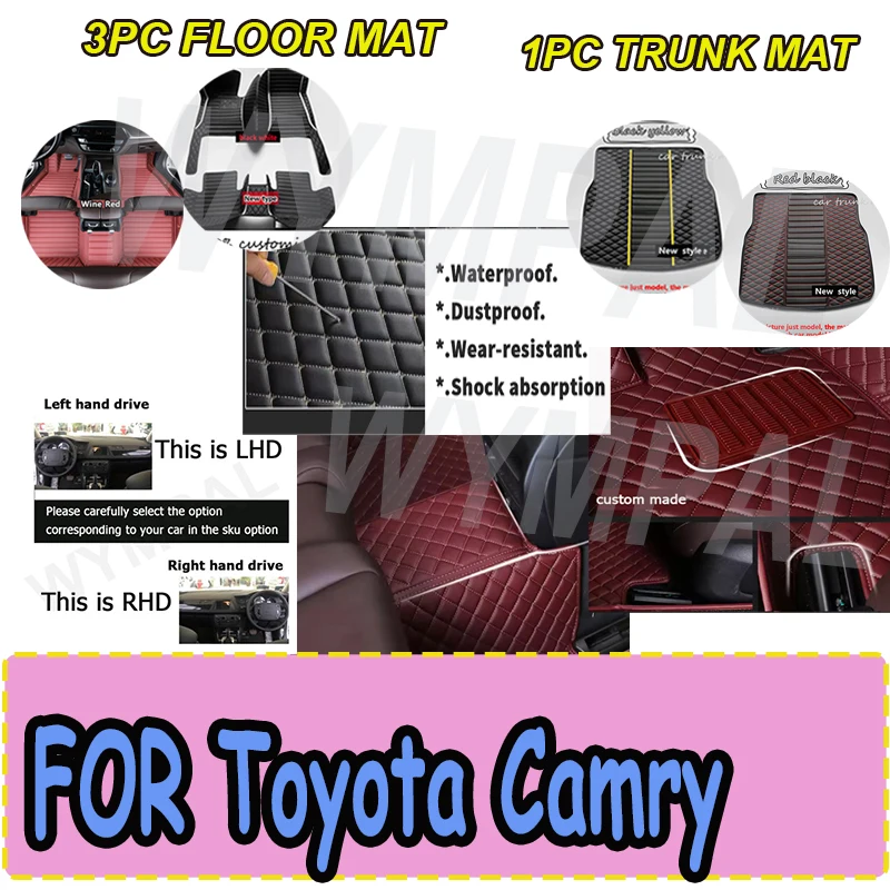 

LUXURY Car Mats For Toyota Camry Daihatsu Altis XV30 2002~2006 Durable Carpet Rugs Leather