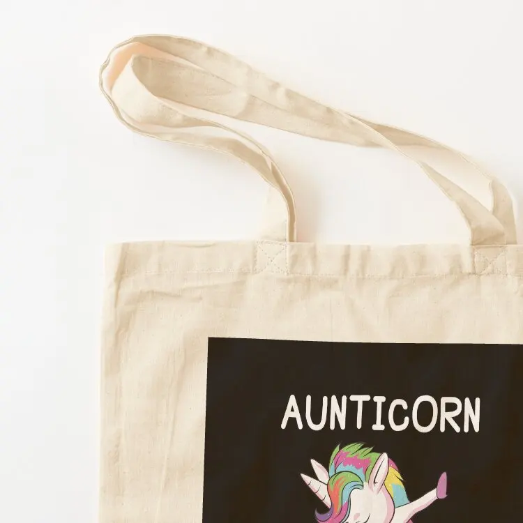 Aunticorn Unicorn Aunt Tote حقيبة قماش حقيبة كتف للمتسوقين حقيبة ملابس حقائب يد للنساء