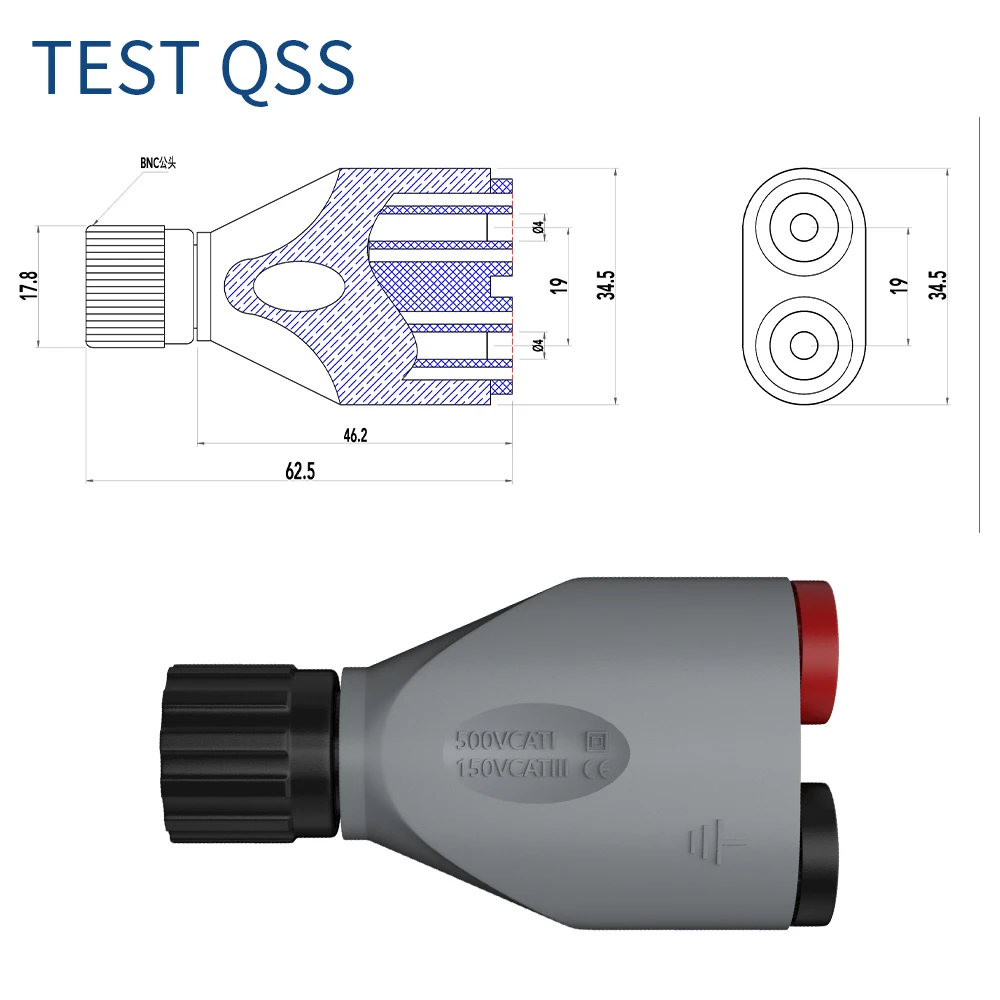 Adapter QSS BNC izolowany 4MM obrotowy męski BNC podwójne gniazdo bananowe gniazdo bananowe Q20038 — zdjęcie 3