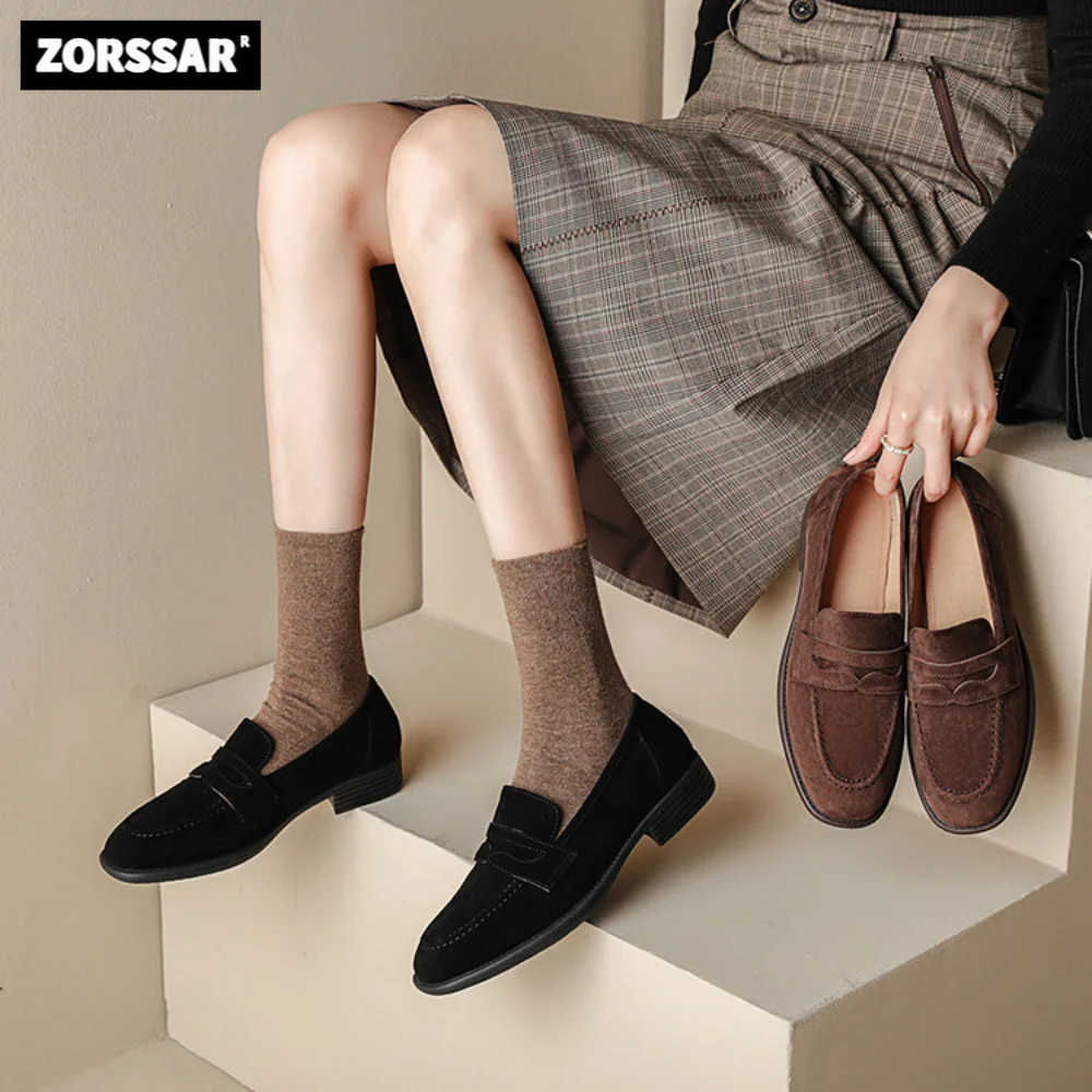 chaussures-plates-en-cuir-suede-de-vache-pour-femmes-mocassins-souples-et-decontractes-chaussures-de-ballet-peu-profondes-parker-rond-mode-printemps-nouveau-2024