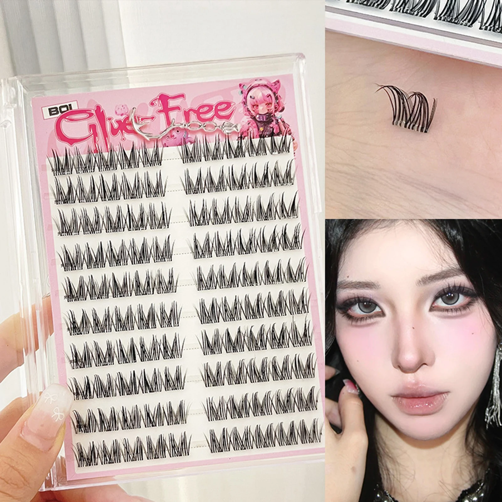 3D Mink Manga Lashes Fluffy Individual Eyelashes Natural False Eyelashes Korean Makeup eye lashes Lazy Trilogy cluster lashes