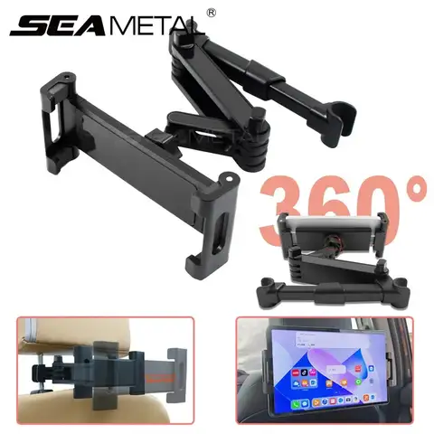 SEAMETAL Foldable Car Phone Holder Back Seat Tablet Mount for Children 360-Degree Headrest Tablet Support for iPad 5-13 Inch