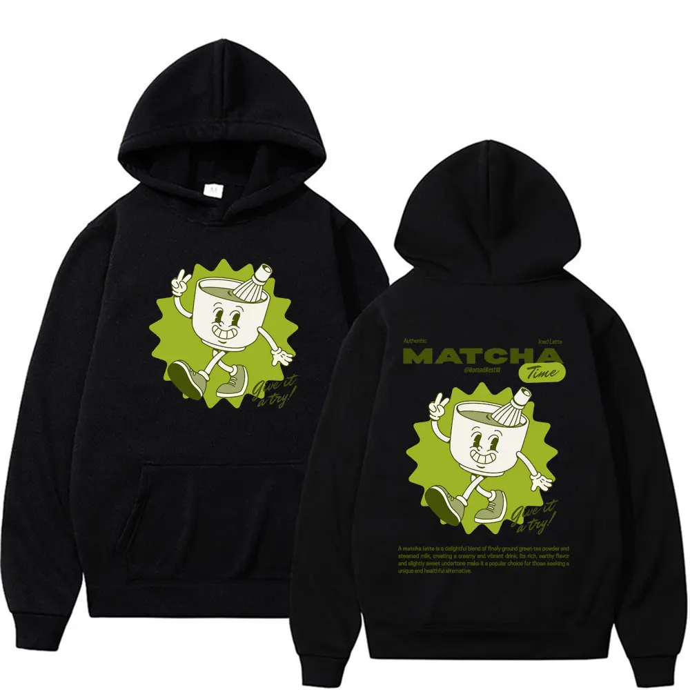 

Забавный свитшот с рисунком Drink Coffee Matcha Time, модные толстовки унисекс в готическом стиле с длинными рукавами, повседневный пуловер большого размера, уличная одежда