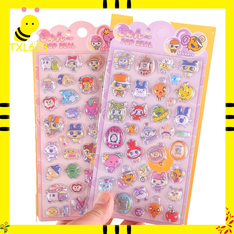 새로운 4/40pcs 타마고치 스티커 3D 입체 귀여운 만화 버블 데칼 핸드 어카운트 노트북 장식 스티커 장난감